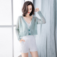 丝柏舍2020春季时尚简约纯色长袖修身短款针织开衫S01P0004Z