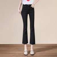 丝柏舍2020春装女时尚简约纯色收腰显瘦微喇牛仔裤S01T0076K