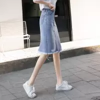 丝柏舍2020春季女装时尚不规则高腰毛边牛仔半身裙S01T0310B