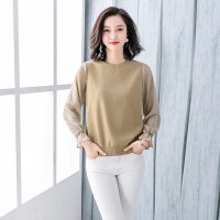 丝柏舍2020春装女时尚纯色简约圆领长袖套头针织衫S01P0012Z