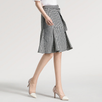 丝柏舍2020春装女气质简约修身显瘦高腰格子半身裙S01R0154B