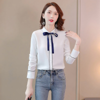 丝柏舍2020春装女时尚蝴蝶结飘带气质显瘦长袖衬衫S01R0289C