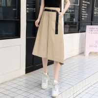 丝柏舍2020春夏女时尚纯色高腰显瘦中长款半身裙S01R0598B