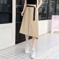 丝柏舍2020春夏女时尚纯色高腰显瘦中长款半身裙S01R0598B