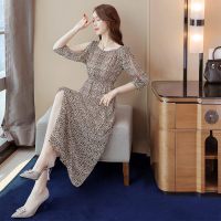 丝柏舍2020春夏女时尚圆领七分袖修身中长款连衣裙S01R0201L