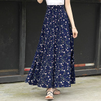 丝柏舍2020春季女雪纺碎花长款高腰A字大摆半身裙S92B0377B