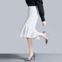 丝柏舍2020春装女韩版高腰波点气质鱼尾中长半身裙S91B0711B