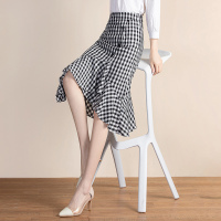 丝柏舍2020春季女装时尚修身纽扣装饰荷叶边半身裙S01B0132B