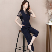 丝柏舍2020春装圆领蕾丝镂空拼接修身收腰七分连体裤（不含配件）S82R0059P