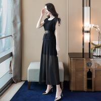 丝柏舍2020夏装女时尚圆领短袖上衣搭阔腿裤简约气质显瘦两件套装（不含配件）S92R0285N