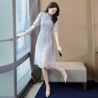 丝柏舍2020纯色简约收腰修身淑女中长款连衣裙（不含配件）S92R0043L