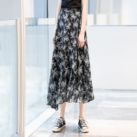 丝柏舍2020夏装女时尚高腰修身中长款印花半身裙S01R0491B