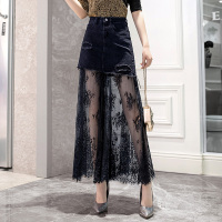 丝柏舍2020春季女时尚长裙高腰拼接网纱气质半身裙S01T0316B