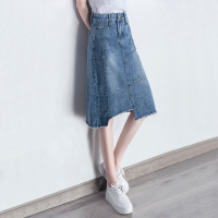 丝柏舍2020春装女时尚韩版高腰修身显瘦牛仔半身裙S01S0049B