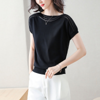 丝柏舍2020夏装女时尚纯色圆领短袖宽松套头针织衫S02S0018Z