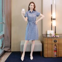 丝柏舍短袖2020年女夏季纯色单排扣中长款气质连衣裙女神范S02B2343L