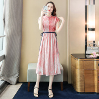 丝柏舍2020夏女时尚简约气质条纹修身中长款连衣裙S02T3217L