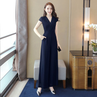 丝柏舍2020夏装女纯色简约短袖显瘦坠感阔腿连体裤S92R1872P
