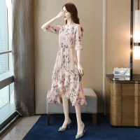 丝柏舍夏装女2020印花田园风前短后长中长款连衣裙S91R1646L