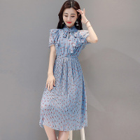丝柏舍2020年夏季女装波点修身显瘦收腰百褶连衣裙S82R1242L