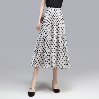 丝柏舍2020夏装女时尚简约波点拼接高腰中长款半身裙S92R0730B