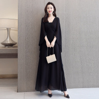 丝柏舍秋2020女V领气质宫廷赫本风长裙显瘦连衣裙S91R1119L