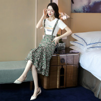 丝柏舍2020夏季女装韩版小清新休闲显瘦背带裙套装S92R0900N