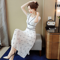 丝柏舍2020夏装女印花短袖外裙搭吊带显瘦连衣裙S92R0077L