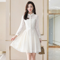 丝柏舍2020秋装女时尚纯色仙气质收腰中长款连衣裙S91R0759L