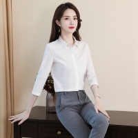 丝柏舍2020秋装女士韩版翻领修身单排扣七分袖衬衣S91R0504C