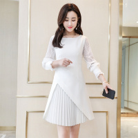 丝柏舍秋装2020款女简约纯色长袖不规则百褶裙摆连衣裙S91B0472L