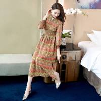 丝柏舍2020秋季女多彩优雅民族风情印花长款连衣裙S91R0907L