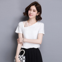 丝柏舍2020秋季女装纯色领口织带时尚设计款T恤S92K0012T