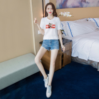 丝柏舍2020夏装圆领修身显瘦动物印花套头短袖t恤S92T2237T