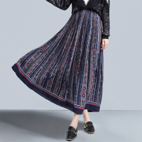 丝柏舍2020秋女时尚波西米亚民族风复古碎花半身裙S91R0691B