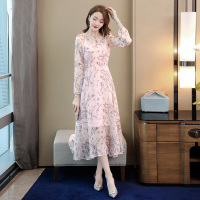 丝柏舍秋装2020女淑女圆领碎花外裙搭吊带套头连衣裙S91B0161L