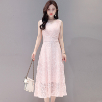 丝柏舍2020夏装女装时尚纯色V领无袖中长款连衣裙S82R1719L