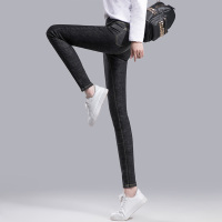 丝柏舍2020秋女纯色简约修身显瘦长款高腰牛仔裤S91T1319K