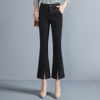 丝柏舍2020秋装时尚纯色收腰修身下开叉九分休闲裤S91R0333K