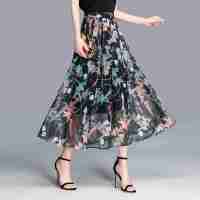 丝柏舍2020秋装韩版时尚印花休闲气质长款半身裙S91R0239B