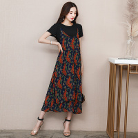 丝柏舍2020年夏装圆领短袖上衣搭印花吊带裙两件套S82R0233N