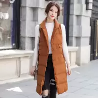 丝柏舍2020冬季翻领无袖中长款棉衣背心马甲外套女S84B0150J