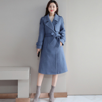 丝柏舍冬装女2020chic潮牌翻领系带收腰中长款大衣S84B0777D