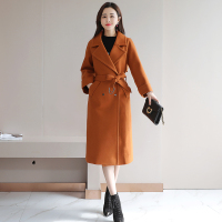 丝柏舍2020冬装女装纯色收腰双排扣中长款毛呢大衣S84R0048D