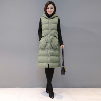 丝柏舍冬装女2020纯色简约森系连帽中长款棉衣马甲S84R1033H