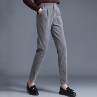 丝柏舍休闲裤女冬2020纯色简约竖条纹显瘦小脚长裤S84R1065U