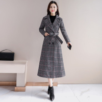 丝柏舍冬装女士2020韩版翻领双排扣中长款毛呢外套S84R1174D