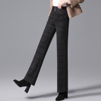 丝柏舍冬装女2020韩版垂坠感格子直筒裤显瘦休闲裤S84R1272K