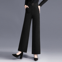 丝柏舍2020冬季女简约韩版纯色高腰长款阔腿休闲裤S84R1302K