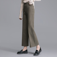 丝柏舍冬装女2020纯色高腰修身显瘦九分休闲直筒裤S84R1304K